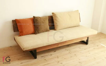 Sofa gỗ đệm nỉ cafe RONDO 3
