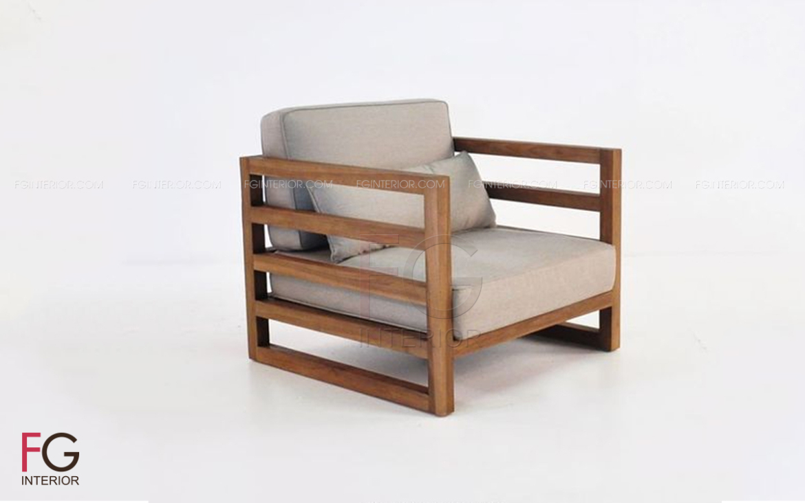 Sofa gỗ đệm nỉ cafe ECO4